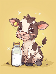卡通奶牛牛奶插画5