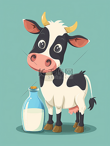 健康牛奶插画图片_卡通奶牛牛奶插画10