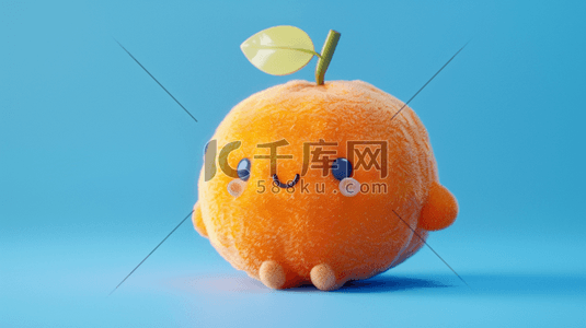 冰爽橘子插画图片_可爱卡通水果橘子的插画