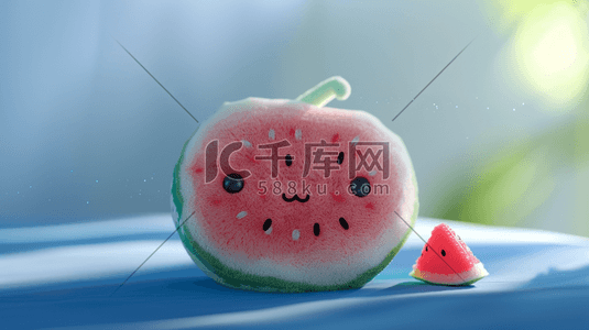 水果削皮刀插画图片_绘画卡通可爱水果西瓜的插画