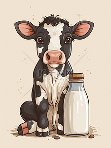 卡通奶牛牛奶插画14
