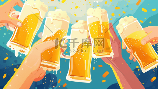 来自墨西哥的啤酒插画图片_绘画夏季啤酒举杯的插画