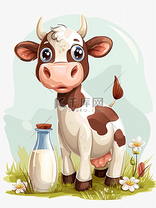 卡通奶牛牛奶插画26