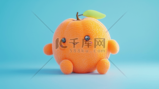 水果黄色插画图片_可爱卡通水果橘子的插画