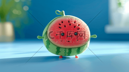 绘画卡通可爱水果西瓜的插画
