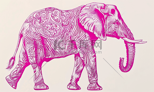 粉红置顶按钮插画图片_粉红大象雕刻