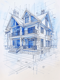 房屋蓝图分级为已完成的建筑照片