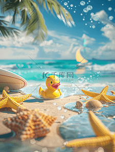 娱乐圈矢量插画图片_夏季海边度假海报19