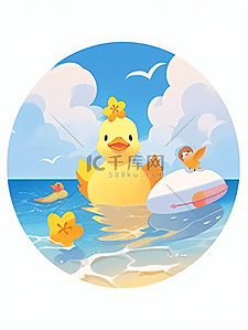 娱乐圈矢量插画图片_夏季海边度假海报11