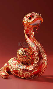 蛇年可爱红金蛇插画5