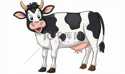 动物牛可爱插画图片_白色背景下卡通牛的画法