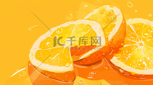 橙红背景插画图片_小清新橙子背景插画9