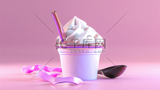 椰丝奶油包插画图片_美味的奶油冰淇淋2