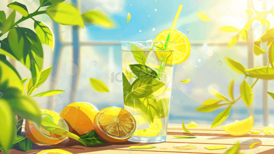 炒酸奶饮品插画图片_夏季饮品柠檬汁插画9