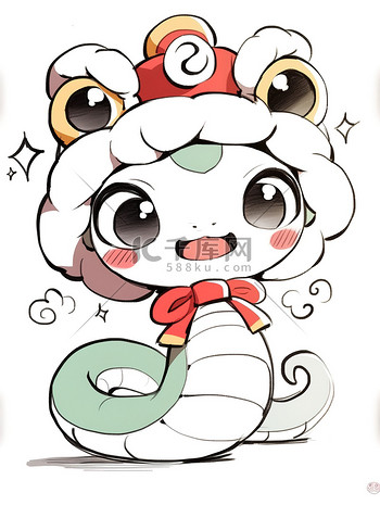 新年插画素材图片素材萌系蛇年小可爱庆祝新年插画素材