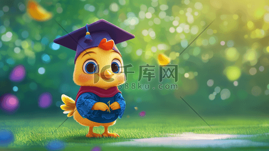 可爱温馨卡通清新小鸟博士插画
