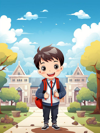 童年校园小学生卡通人物插画6