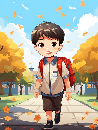 童年校园小学生卡通人物插画4