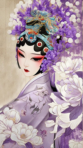 国潮戏曲人物京剧花旦国风国潮手绘插画个人vip和企业vip免费下载插画