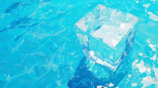 冰晶和冰块比插画图片_绘画精英剔透方块冰块的插画