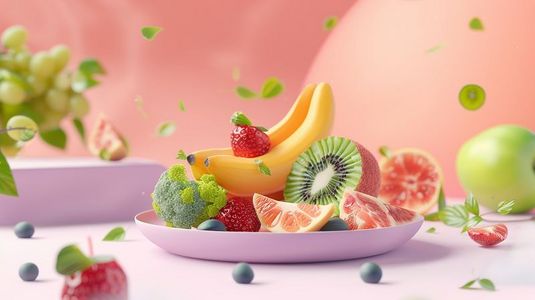 新鲜桂圆龙眼插画图片_粉红底色上的夏日新鲜蔬果插画