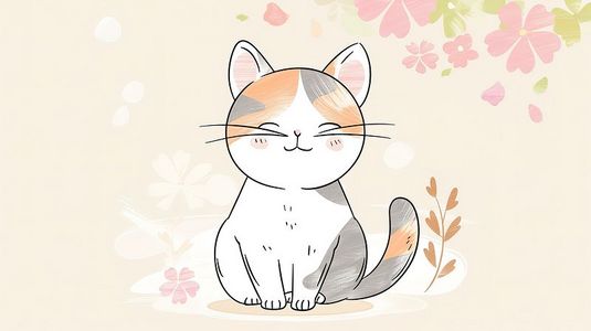 可爱猫咪卡通手绘插画图片_可爱的手绘卡通猫图片