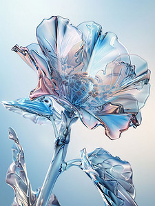 材质分层图插画图片_一朵半透明康乃馨玻璃材质图片