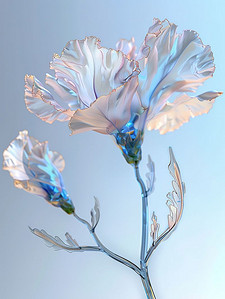 一朵半透明康乃馨玻璃材质插画