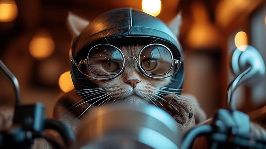 摩托车名片插画图片_骑摩托车的猫冒险素材