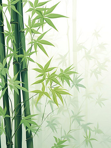 绿色的竹叶优美宁静插图