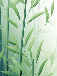 的竹叶插画图片_绿色的竹叶优美宁静插图