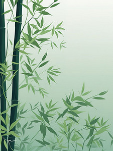 的竹叶插画图片_绿色的竹叶优美宁静插图
