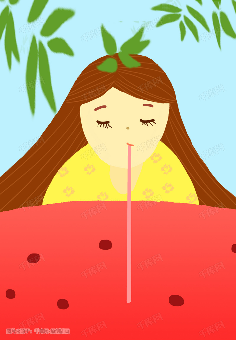 夏日唯美清新手绘插画