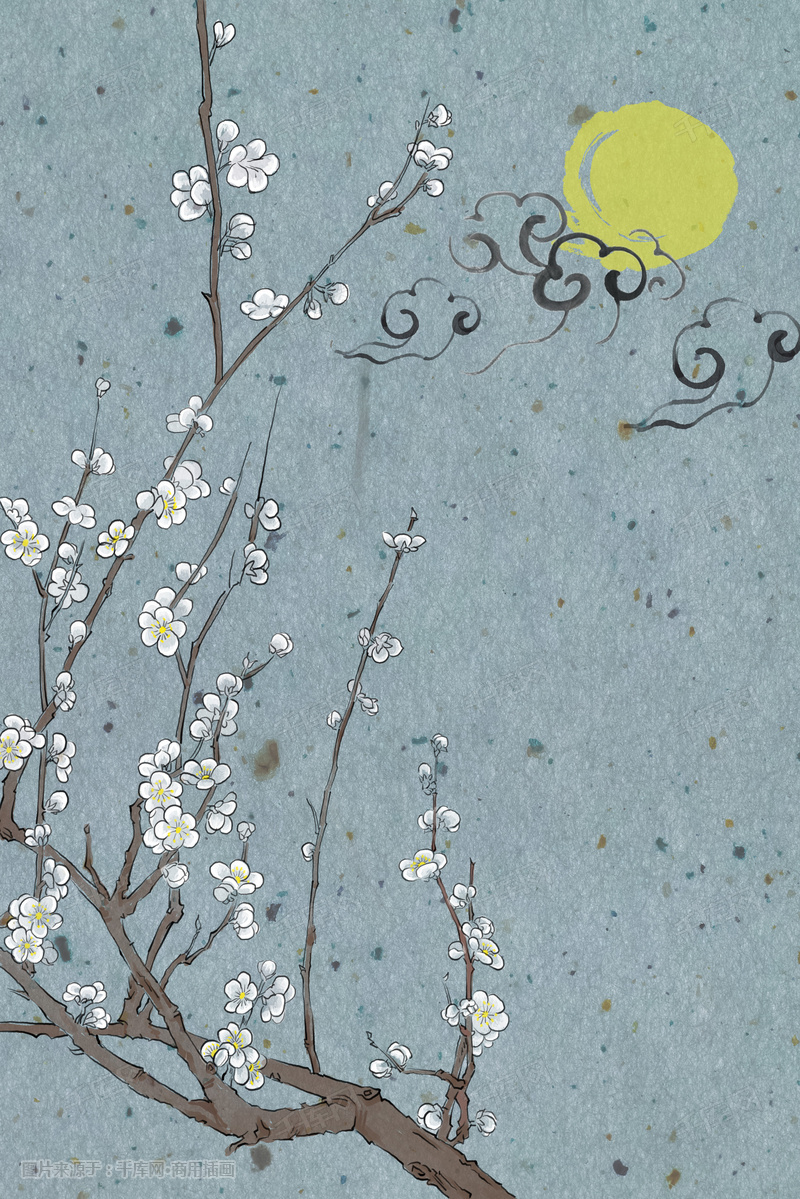 古风水墨腊梅插画图片_千库网(插画id:9657)
