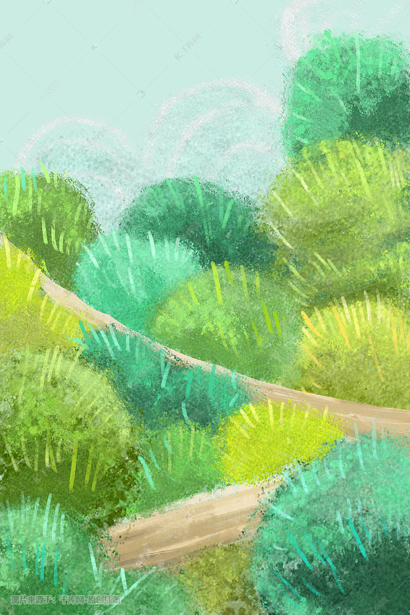 春天风景背景手绘