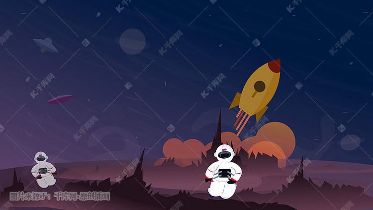 探索星球的宇航员插画图片