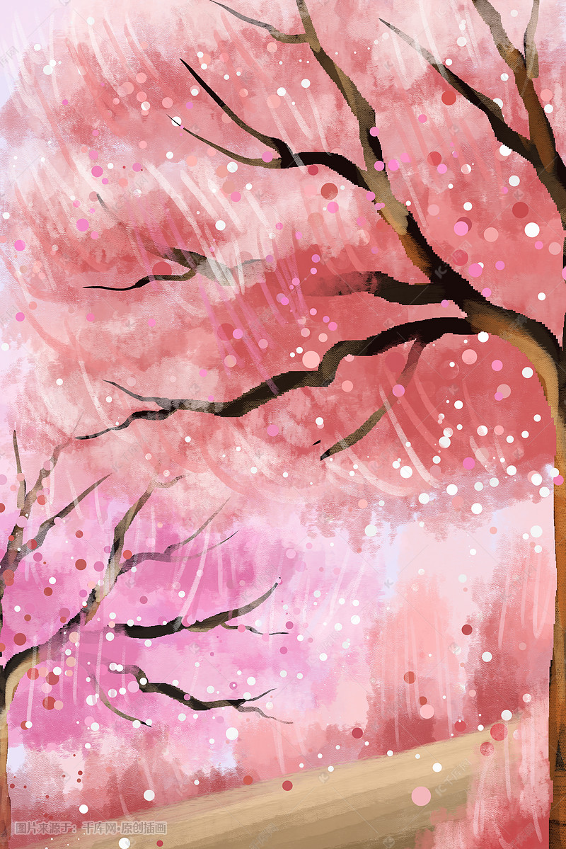 樱花风景手绘背景
