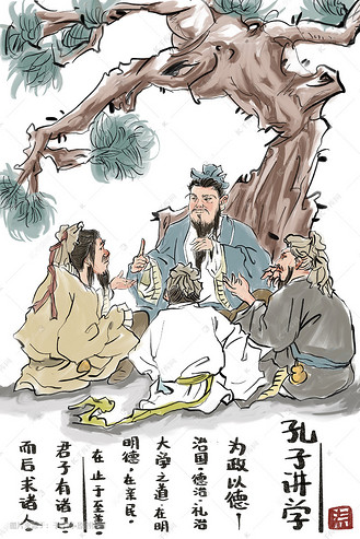 世界读书日孔子讲学中国风