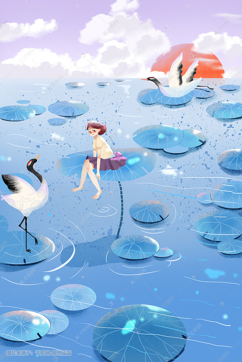 夏景夏天立夏夏日初夏夏至大暑少女夏日插画