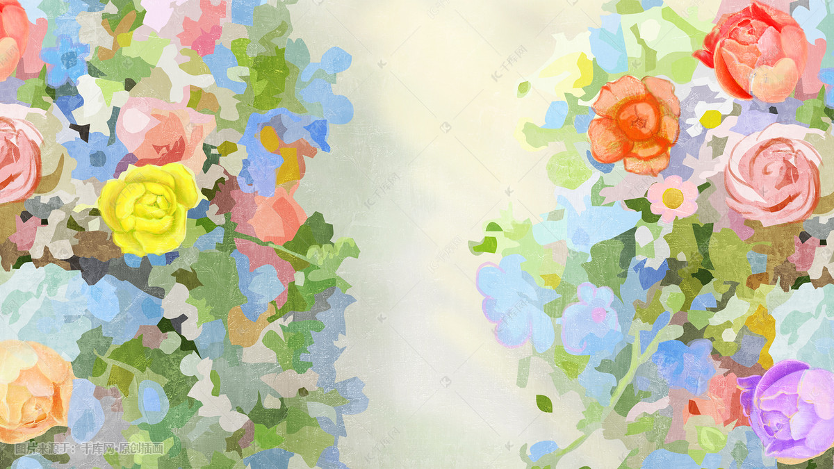唯美花卉背景素材图插画图片-千库网