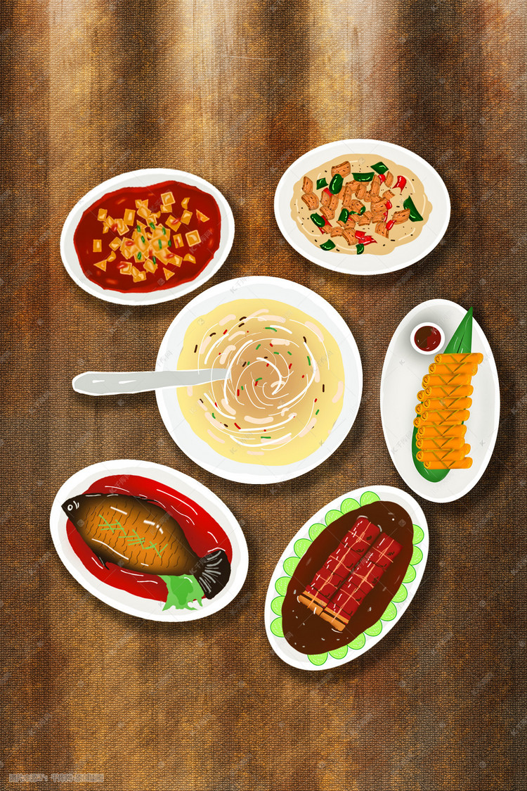 千库插画频道为传统美食菜肴插画插图提供免费下载
