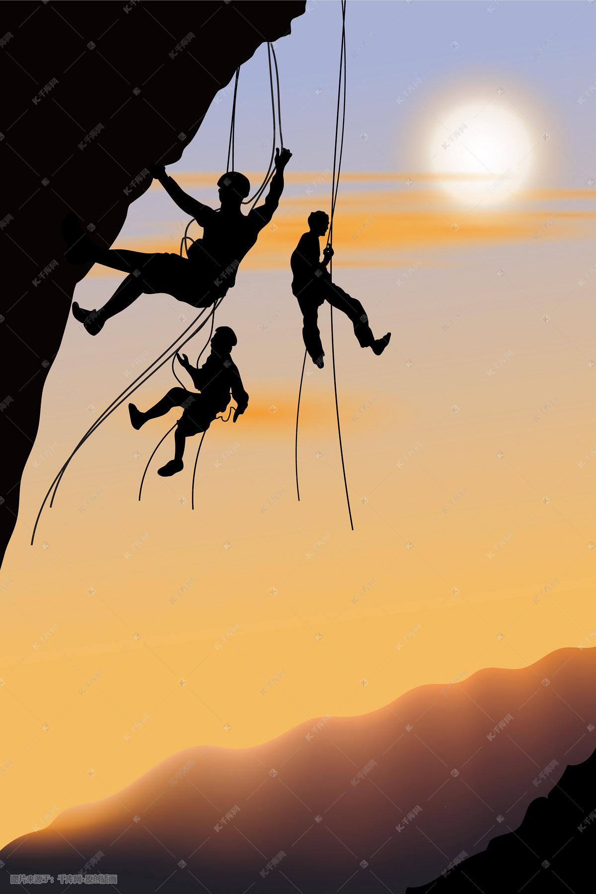 54青年节青年人登山攀岩运动健身卡通插画图片-千库网