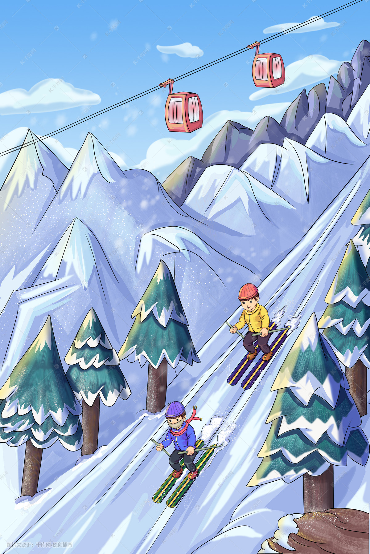 冬天滑雪图片简单画图片