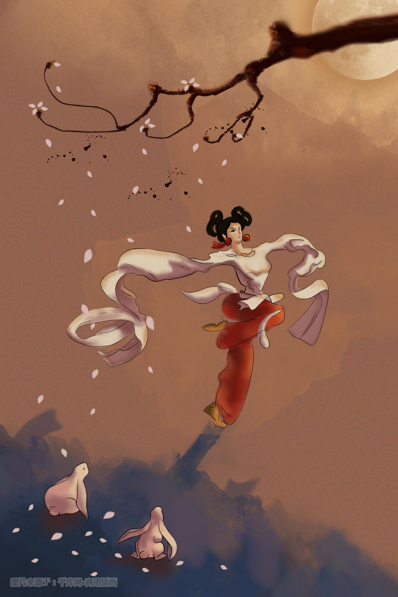 中秋古风月下跳舞女孩中秋中秋