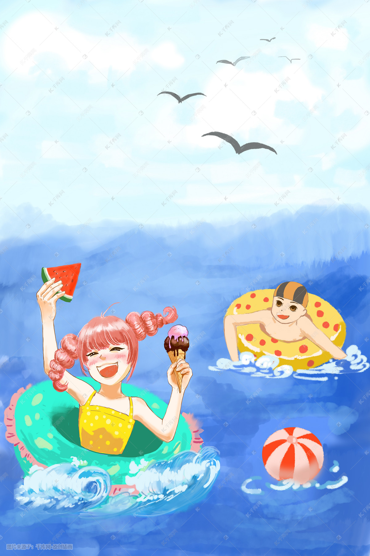 夏天到了，我们一起去海边吧|插画|儿童插画|江阿册 - 原创作品 - 站酷 (ZCOOL)