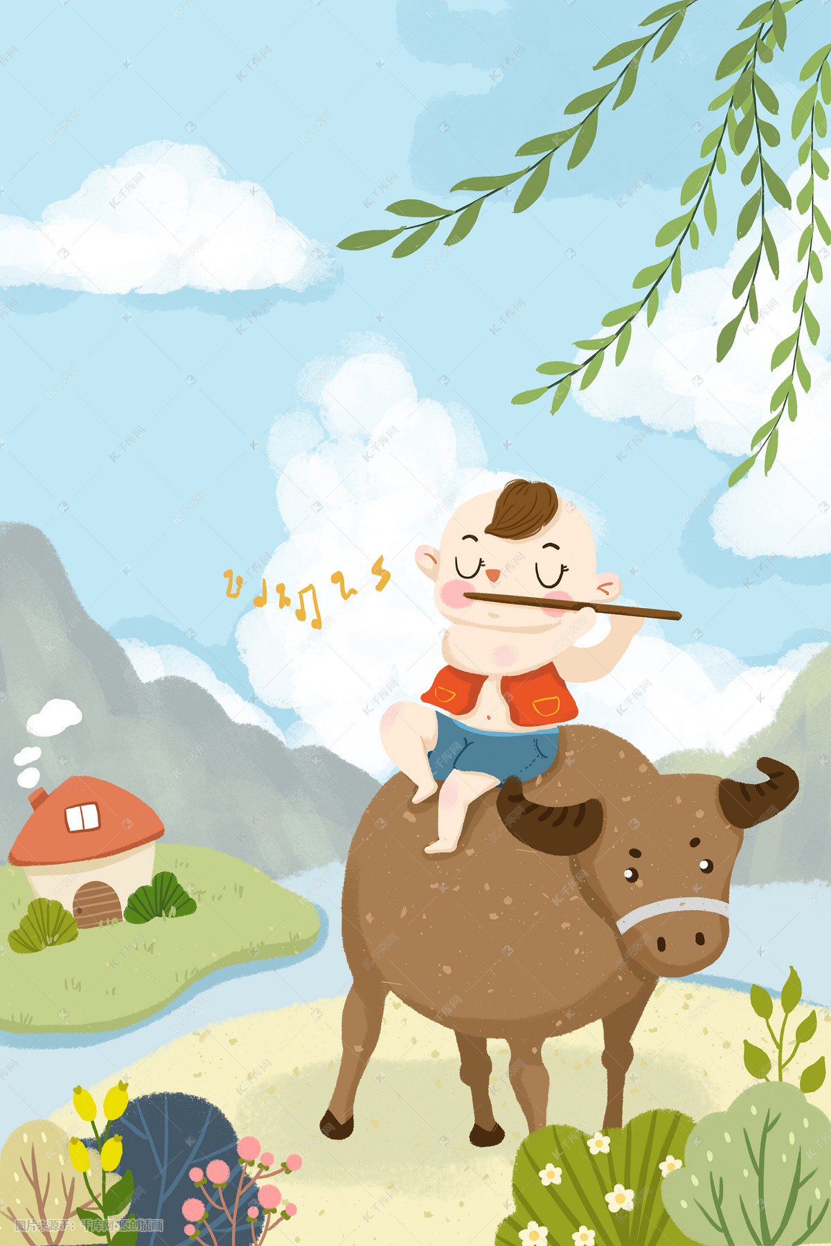 骑猪的少年|插画|创作习作|熊拾酒 - 原创作品 - 站酷 (ZCOOL)