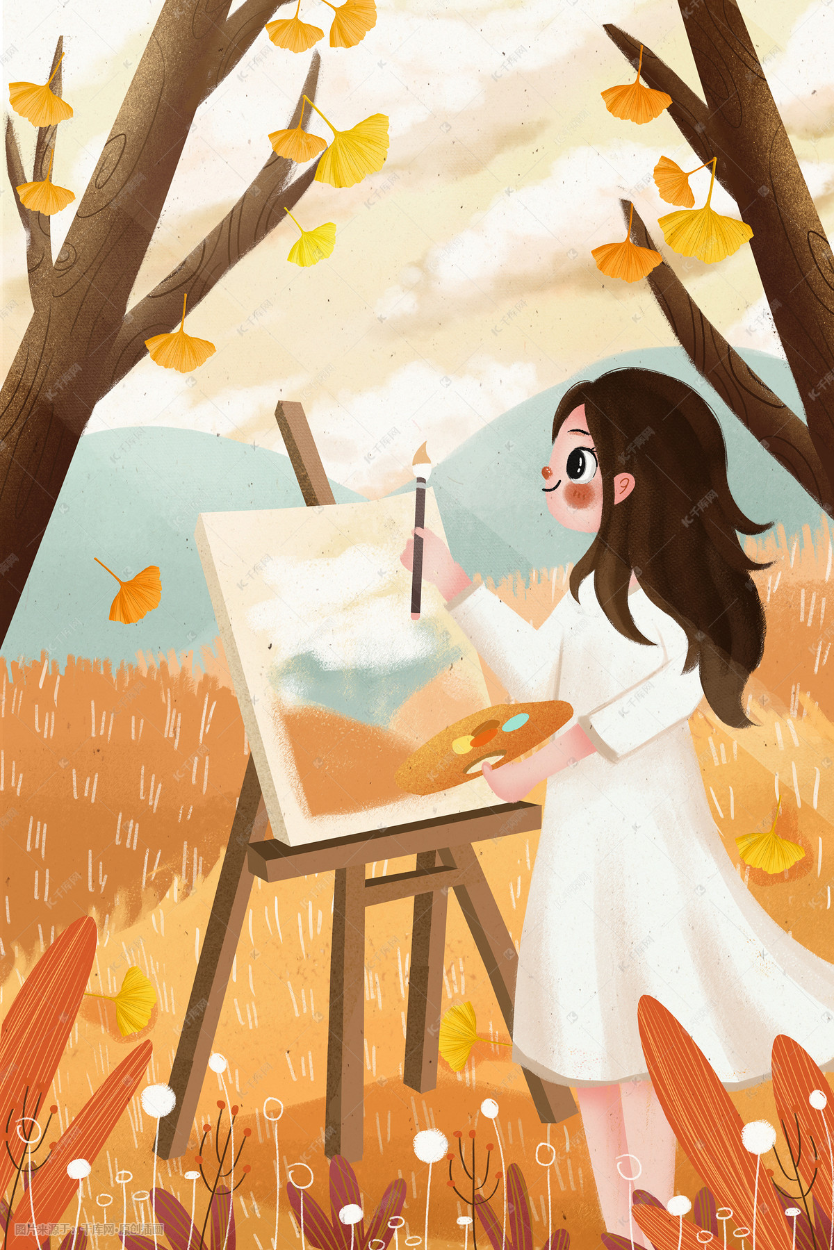 秋天,是银杏树最美的季节|插画|创作习作|七个鸭梨 - 原创作品 - 站酷 (ZCOOL)