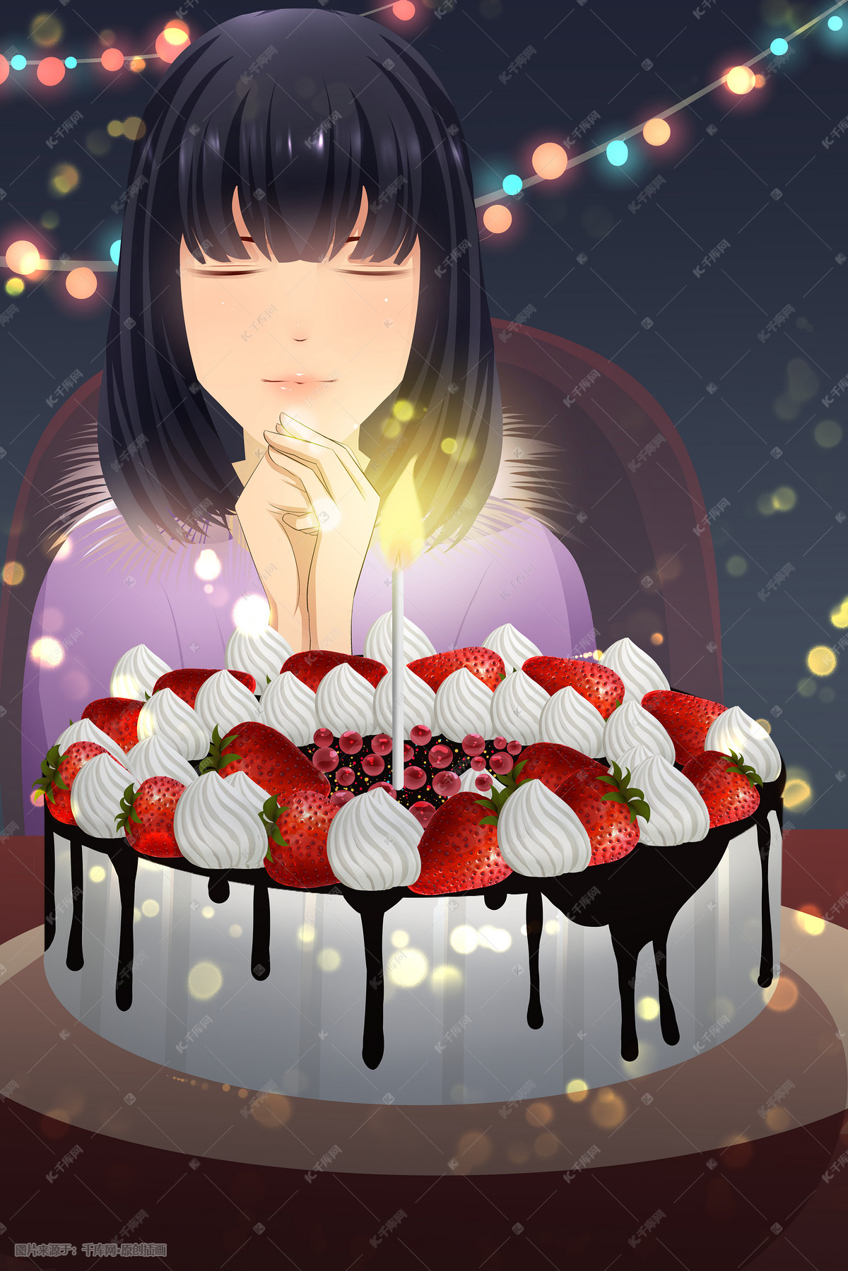 生日快乐女孩蛋糕图