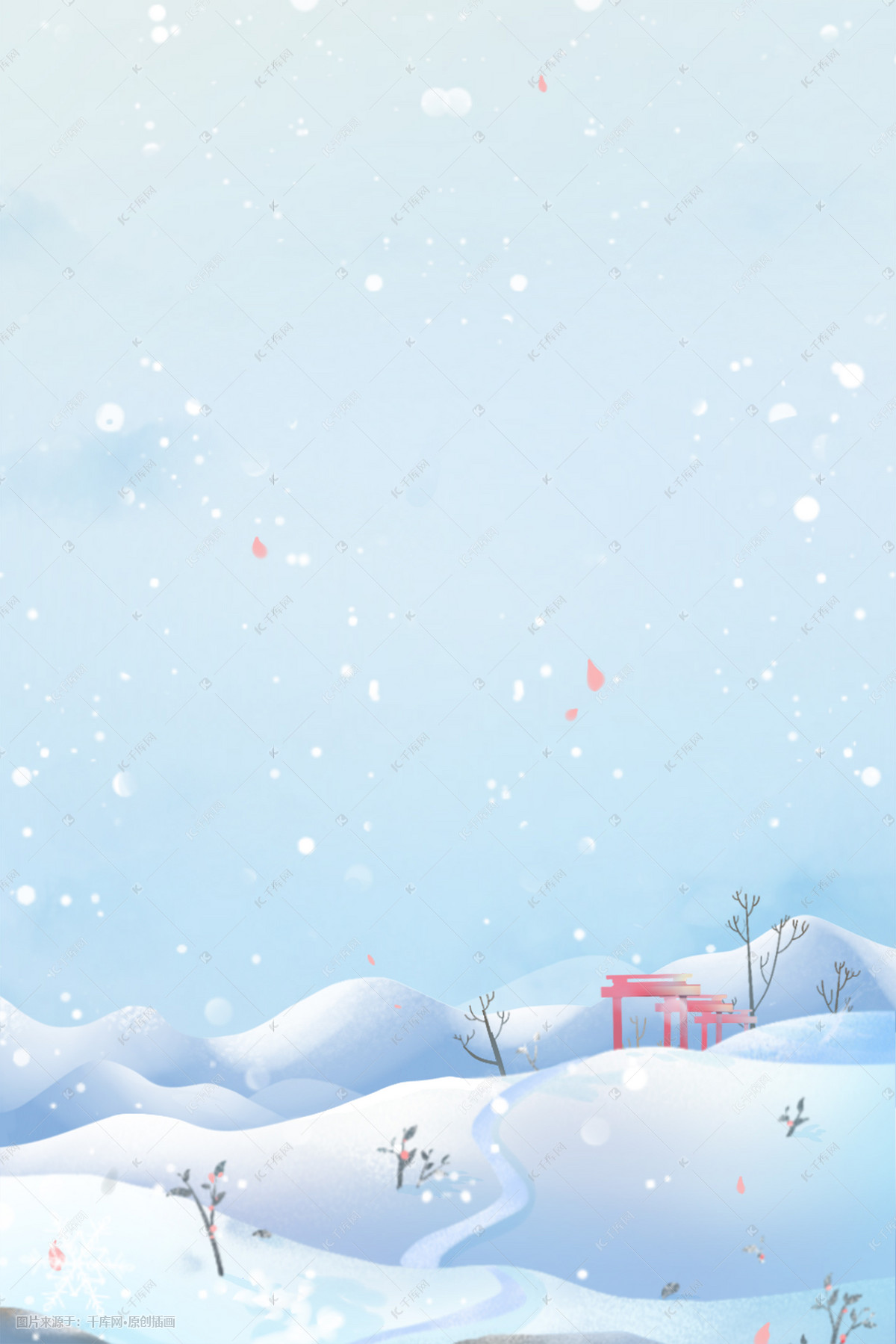 冬天下雪唯美手绘插画|插画|商业插画|我们都是素人 - 原创作品 - 站酷 (ZCOOL)
