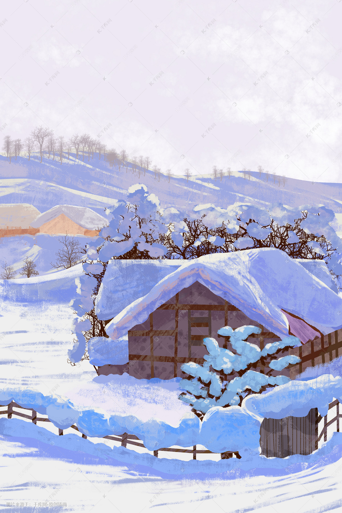 彩色冬季房屋雪景图片素材-编号32442028-图行天下